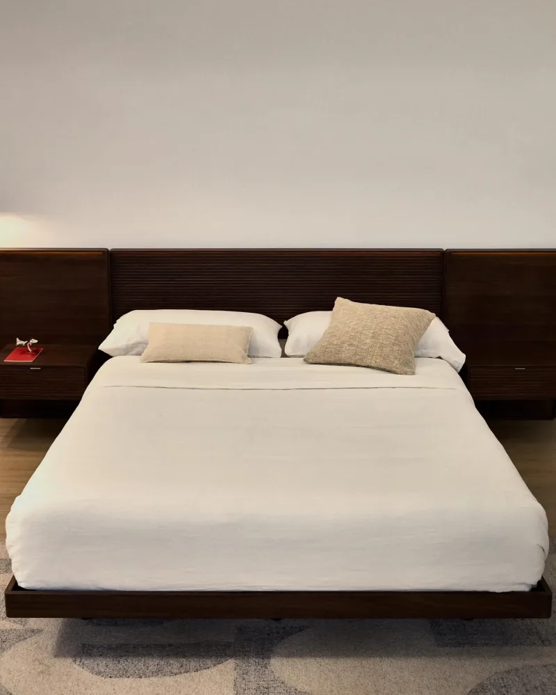 Set Simmel aus Bett- und Kopfkissenbezug aus Baumwolle und Leinen in Ecru für 180-cm-Betten – Image 2