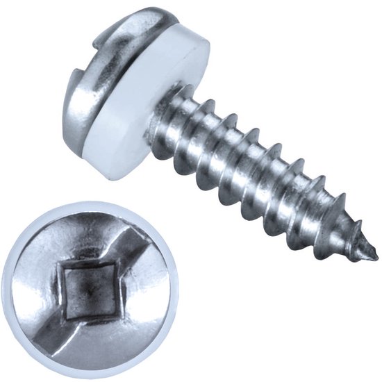 GOEBEL® – 500 x Vis à tôle à tête ronde 4,8 x 16 mm Acier inoxydable C1 (AISI 410) GOEBEL argent GL avec Ring PA (Polyamide) – Vis – 1747148160