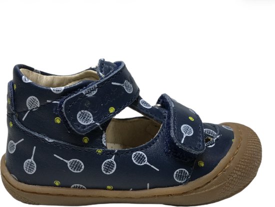 Naturino velcro bumper tennis imprimé sandales fermées en cuir Puffy marine taille 19