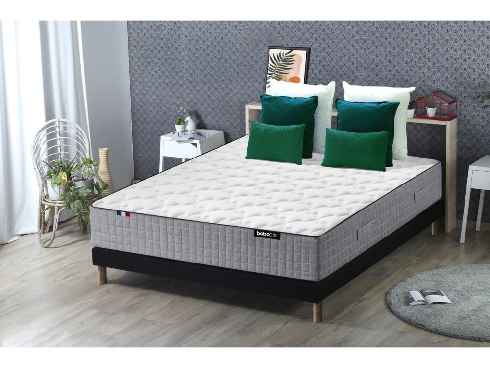 Ensemble matelas ZOE 26 cm 638 ressorts ensaches + sommier tapissier + pieds – Image 2
