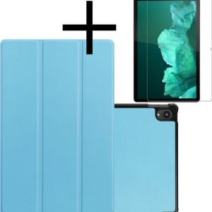 Lenovo Tab P11 Plus Case Case Hard Cover Book Case + Protecteur d&rsquo;écran – Blauw clair