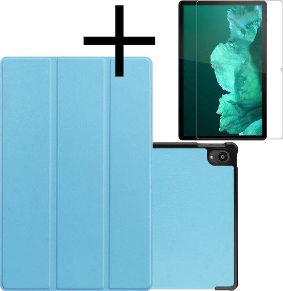 Lenovo Tab P11 Plus Case Case Hard Cover Book Case + Protecteur d'écran - Blauw clair
