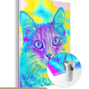 MuchoWow® Peinture sur verre – Une photo pop art colorée d’un chat – 120×160 cm – Peintures sur verre acrylique – Photo sur Glas MuchoWow® Peinture sur verre – Une photo pop art colorée d’un chat – 120×160 cm – Peintures sur verre acrylique – Photo sur Glas