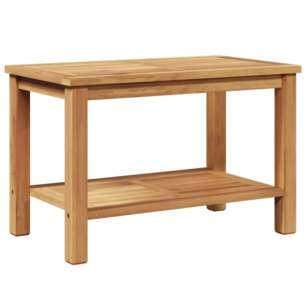 Coffee Table with Storage Brown 70 x 40 x 45 cm Solid Teak Wood – Image 2