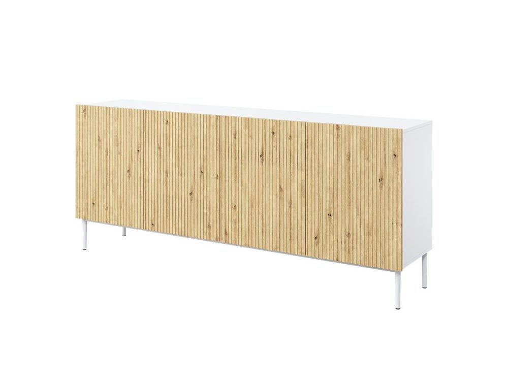 Buffet 4 portes 200 cm KASHA Pieds blanc