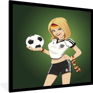 Image encadrée – Une illustration d’une fille avec des vêtements allemands et un cadre photo football noir 60×80 cm – Affiche encadrée (Décoration murale salon / chambre) Image encadrée – Une illustration d’une fille avec des vêtements allemands et un cadre photo football noir 60×80 cm – Affiche encadrée (Décoration murale salon / chambre)