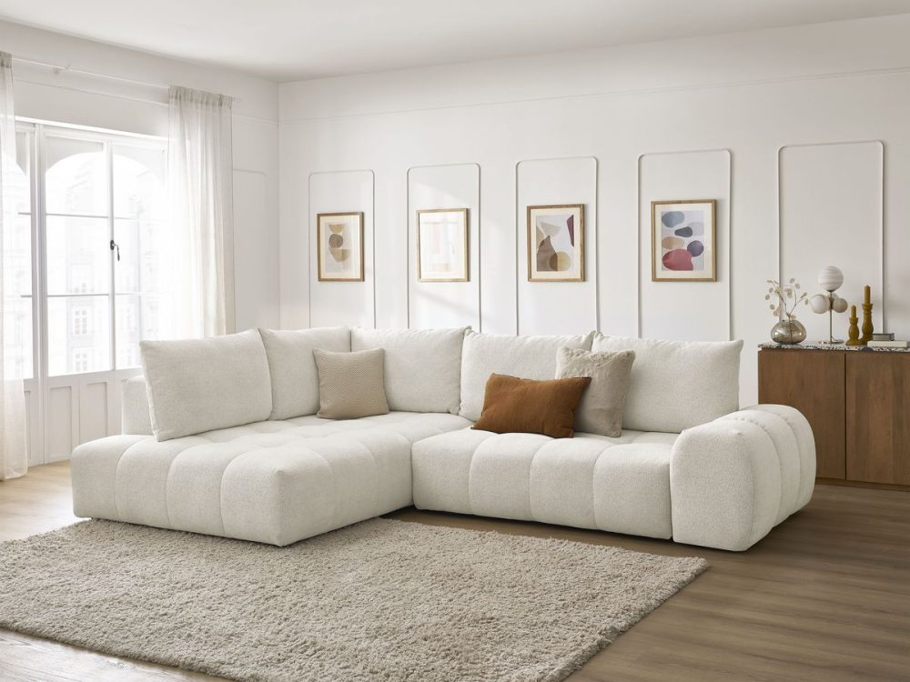 Canape d'angle L convertible coffre EVEREST tissu chine – Image 2