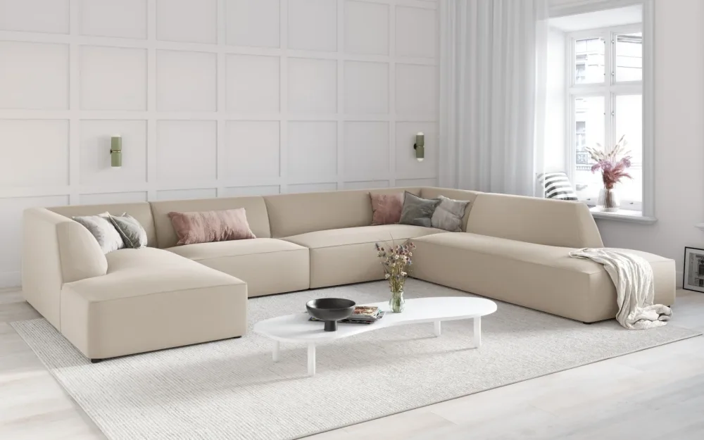Ruby Velour Panoramic Ecksofa rechts 7 Sitzer – Image 2