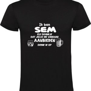 Je suis Sem, chaque verre que tu m’offres aujourd’hui je boirai T-shirt homme | anniversaire | anniversaire | partie de bachelorette | cadeau | présent Je suis Sem, chaque verre que tu m’offres aujourd’hui je boirai T-shirt homme | anniversaire | anniversaire | partie de bachelorette | cadeau | présent