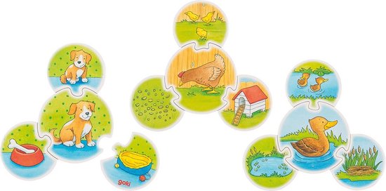Goki Animals Jeu de puzzle 28 pièce(s) Animaux 18 x 17 cm, Holz, 28 Teile, 7 Motive, par Stück