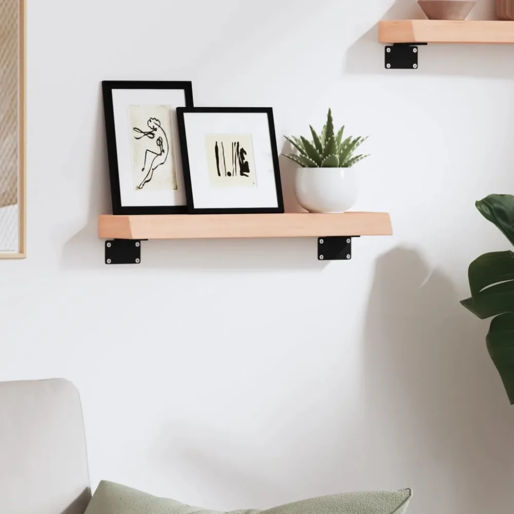 Wall Shelf 40x10x4 cm Untreated Solid Wood Oak – Image 3