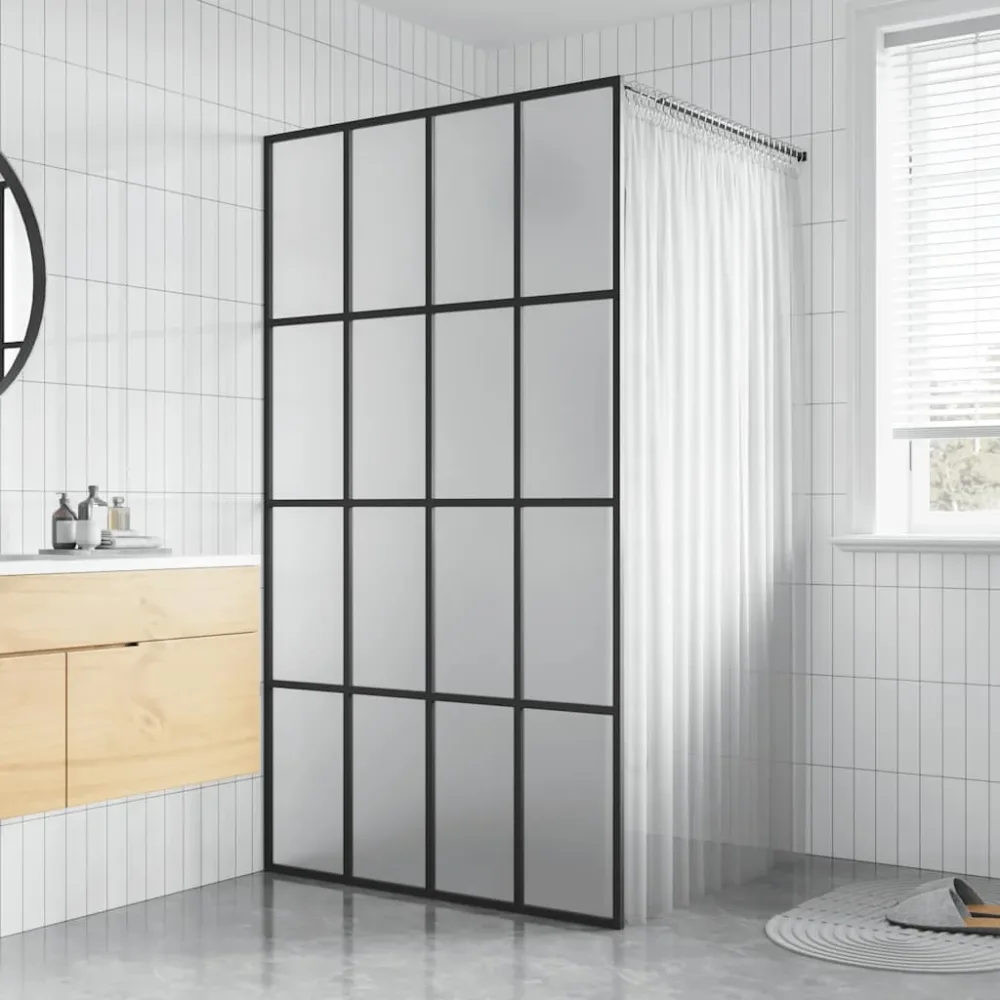 Walk-in Shower Screen Frosted Tempered Glass 100x195 cm