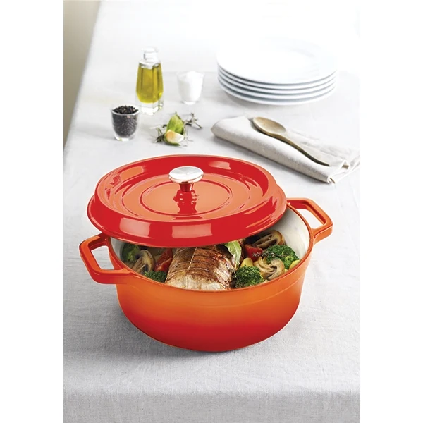 Cocotte en fonte ronde 28 cm 5,6 L coloris orange Mathon – Image 2