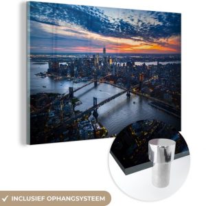 MuchoWow® Peinture sur verre 150×100 cm – Peinture acrylique sur verre – Le Bridge de Brooklyn au coucher du soleil à New York – Photo sur verre – Peintures MuchoWow® Peinture sur verre 150×100 cm – Peinture acrylique sur verre – Le Bridge de Brooklyn au coucher du soleil à New York – Photo sur verre – Peintures