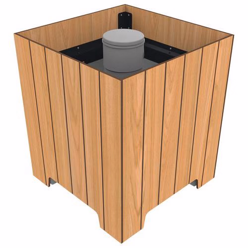 Jardinière STOPY anti bélier béton + métal/teck effet lames