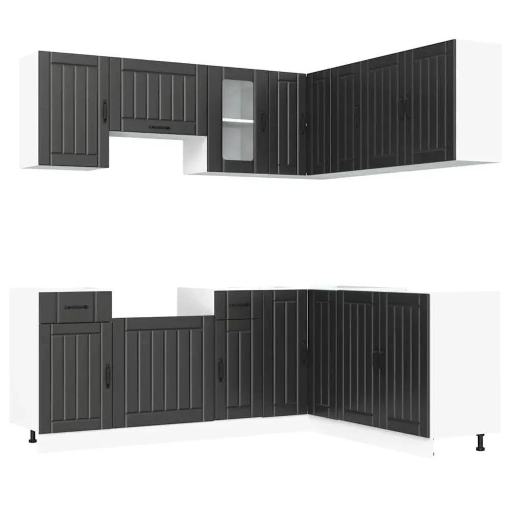 11 Piece Kitchen Cabinet Set Lucca Black Engineered Wood – Image 2