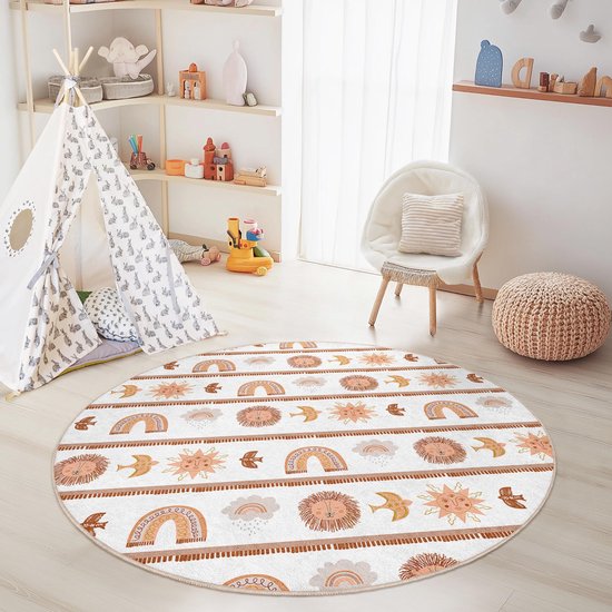Mila Home - Kindertapijt Rond - Vloerkleed Kinderkamer Tapijt - Speeltapijt - Wasbaar - Antislip - OEKO-TEX Gecertificeerd - 390 1