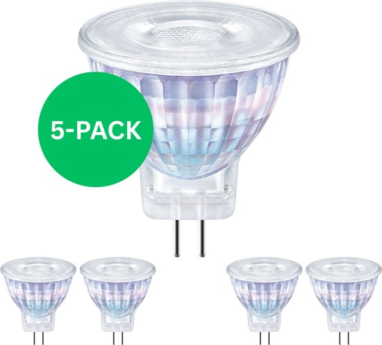 Lot de 5 Lampes LED GU4 Prinos - Lumière blanche chaude - 2 W remplace 20 W - MR11 - 12 V