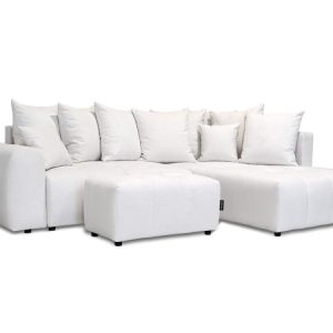 Canape d’angle L convertible coffre ROXELANE tissu chine avec pouf Canape d’angle L convertible coffre ROXELANE tissu chine avec pouf