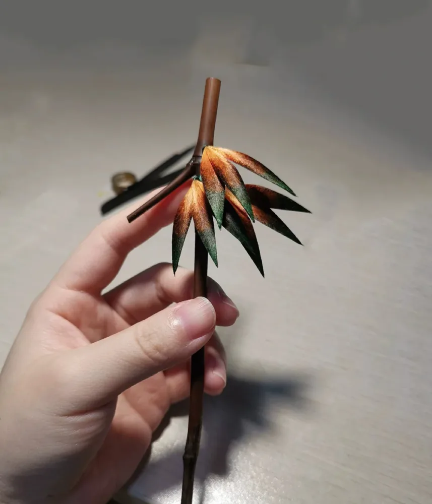 Bamboo Leaves Bespoke Hairpin - Silk Hairpin(Ronghua) – Image 3