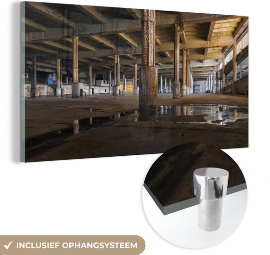 MuchoWow® Peinture sur verre - Bâtiment abandonné à Manchester - 120x60 cm - Peintures sur verre acrylique - Photo sur Glas
