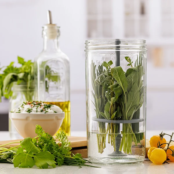 Set de préservation pour herbes en verre et silicone 1 L Kilner – Image 2