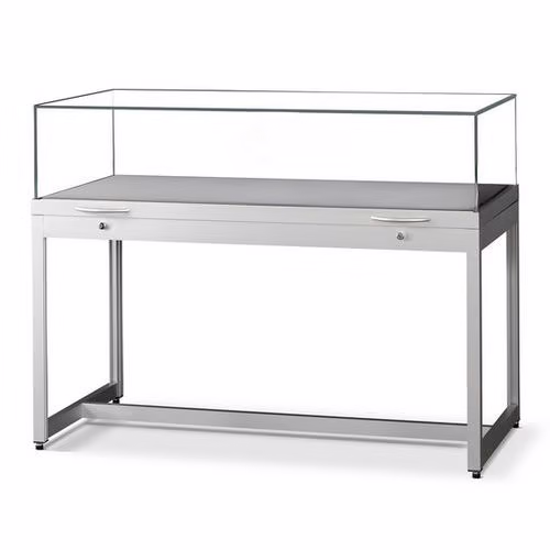 Vitrine exposition table sur pieds