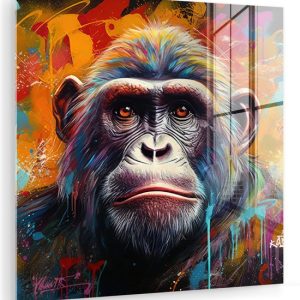 MuchoWow® Tableau sur verre 90×90 cm – Tableau sur verre acrylique – Singe – Gorilla – Graffiti – Animaux – Couleurs – Photo sur verre – Décoration murale salon – Décoration murale chambre – Peintures MuchoWow® Tableau sur verre 90×90 cm – Tableau sur verre acrylique – Singe – Gorilla – Graffiti – Animaux – Couleurs – Photo sur verre – Décoration murale salon – Décoration murale chambre – Peintures
