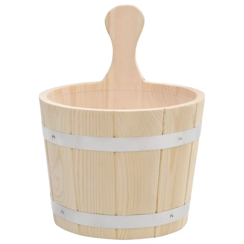 Sauna Bucket and Ladle Set Solid Wood Pine – Image 3