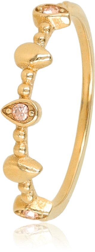 My Bendel - Bague Chevauchante avec Pierres en Zircone - Couleur Or & Champagne - avec Emballage Cadeau Luxe | Bijoux Pour Dames | Taille 17.00 mm / Taille 53