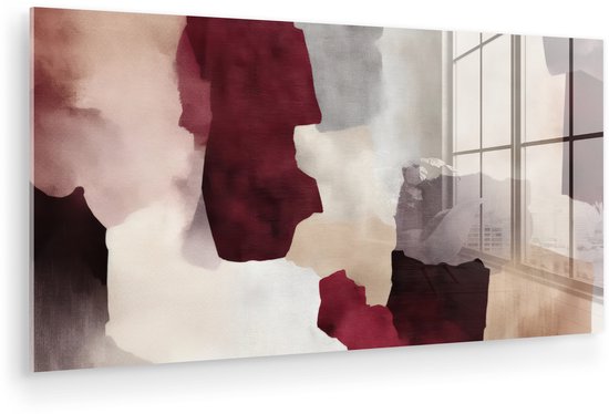 MuchoWow® Peinture sur verre 120x60 cm - Peinture acrylique sur verre - Abstraite - Boîtes de couleur - Rouge - Photo sur verre - Décoration murale salon - Décoration murale chambre - Peintures