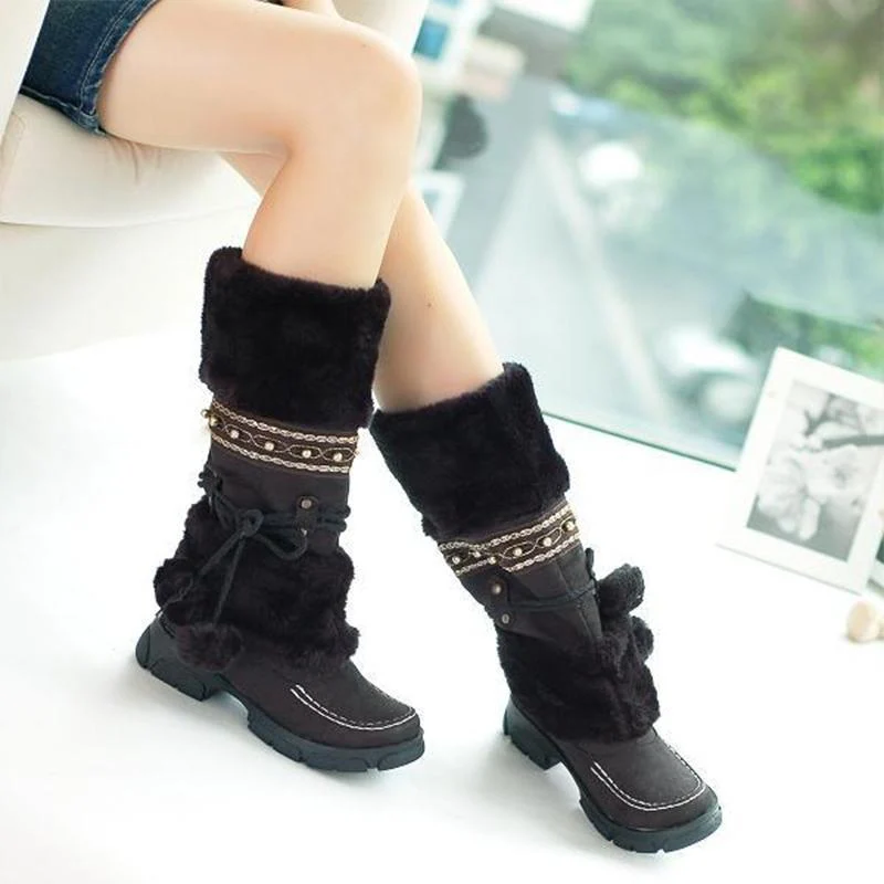 Bottes au Genou Chaudes pour Femmes en Hiver – Image 2