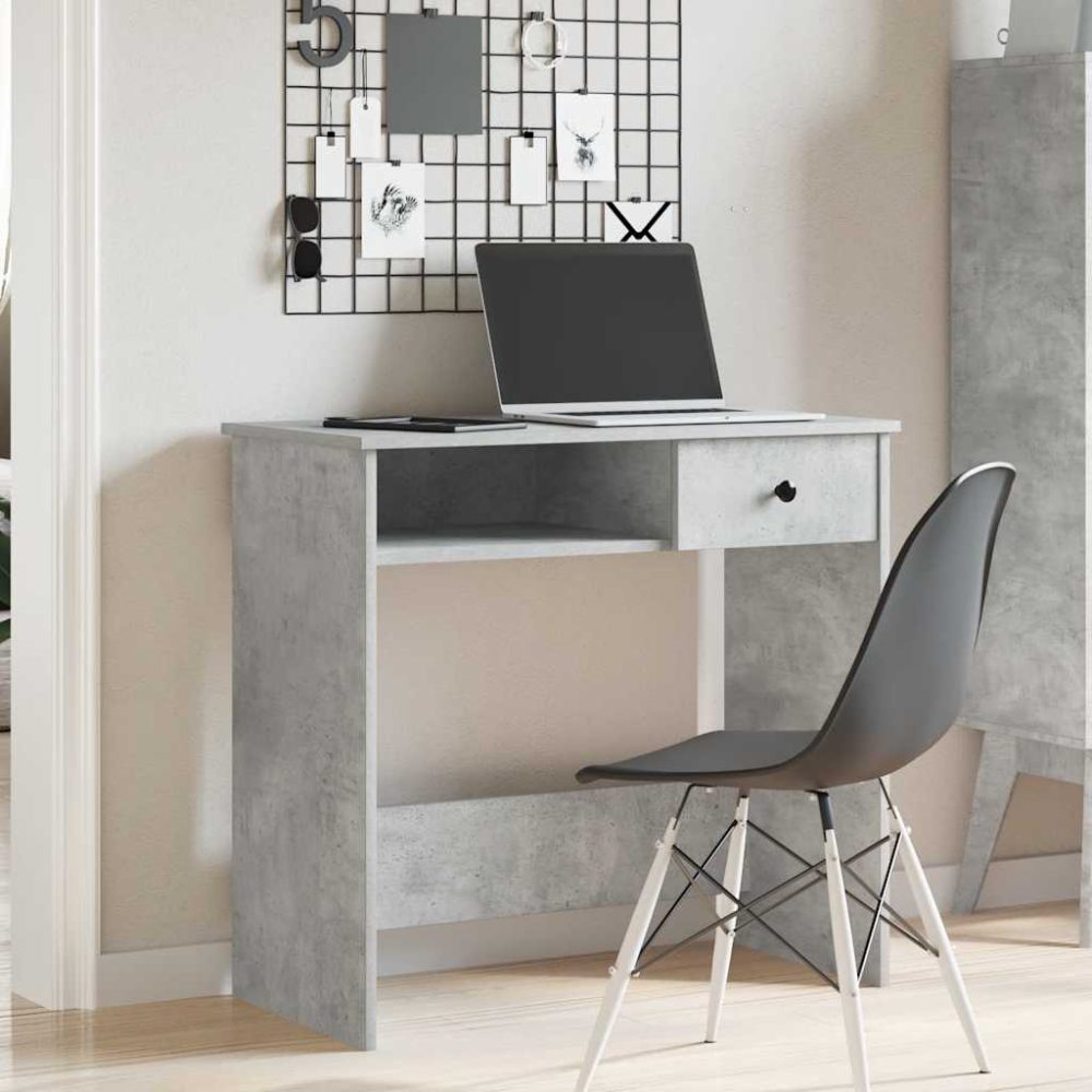 Desk Concrete Grey 80x40x75 cm Engineered Wood – Image 3