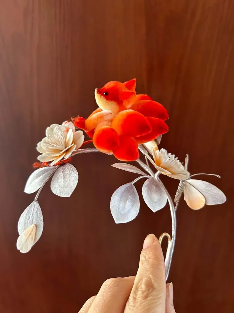 Fox Bespoke Hairpin-Silk Hairpin (Ronghua) – Image 2
