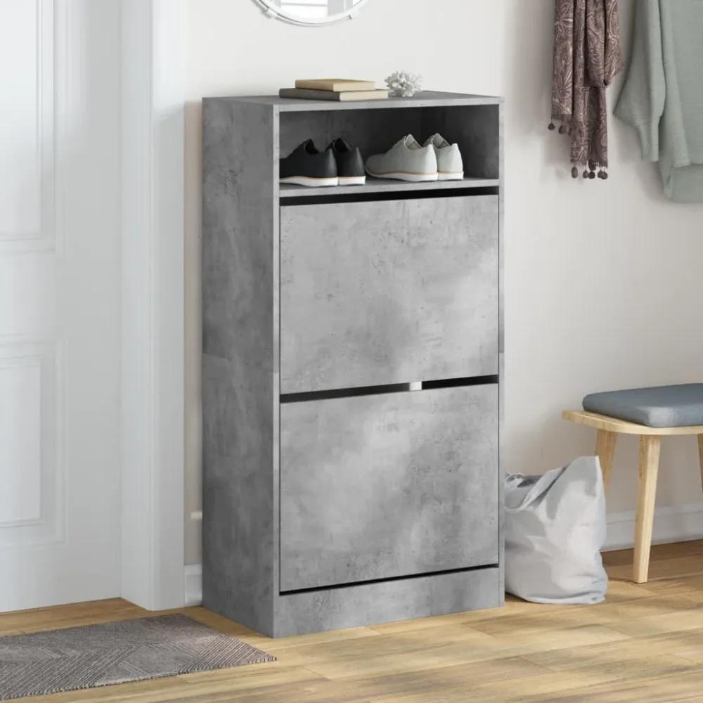 Shoe Cabinet Concrete Grey 60x34x116 cm Engineered Wood – Image 3