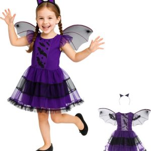 Joya Kids® Déguisement chauve-souris | Ailes de chauve-souris avec robe | Costume de films d’horreur | Déguisement Fille | Robe d’Halloween avec ailes et bandeau | Déguisements | Taille 130 Joya Kids® Déguisement chauve-souris | Ailes de chauve-souris avec robe | Costume de films d’horreur | Déguisement Fille | Robe d’Halloween avec ailes et bandeau | Déguisements | Taille 130