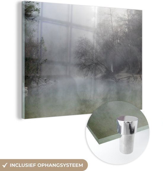 MuchoWow® Peinture sur verre 160x120 cm - Peinture sur verre acrylique - Brouillard - Forêt - Espagne - Photo sur verre - Peintures