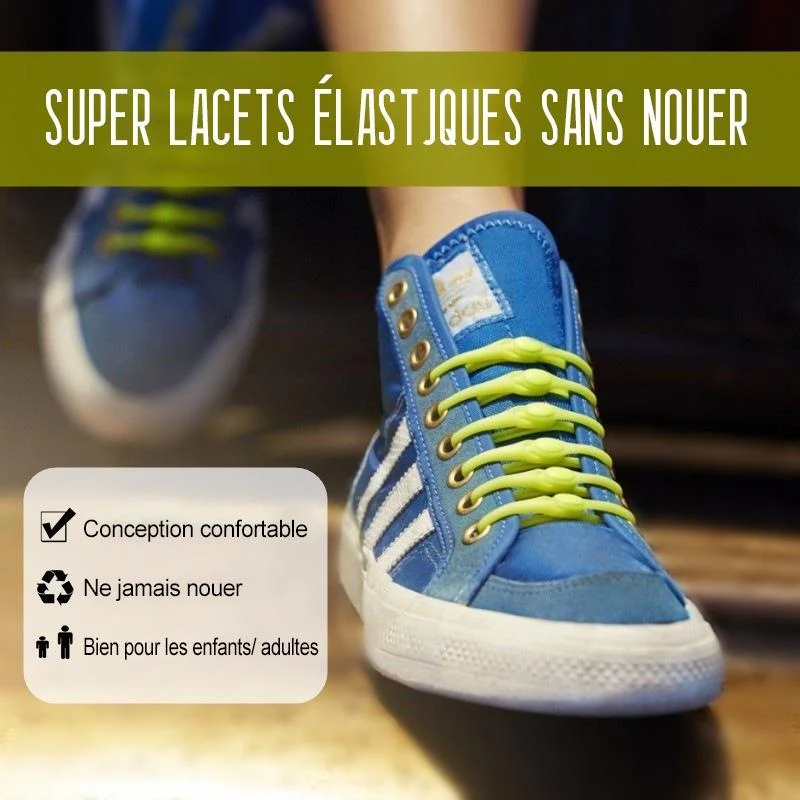Lacets Super Élastique sans Nouer (12 pièces) – Image 2