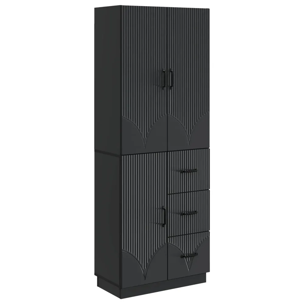 Cabinet Set 2 pcs Black Engineered Wood