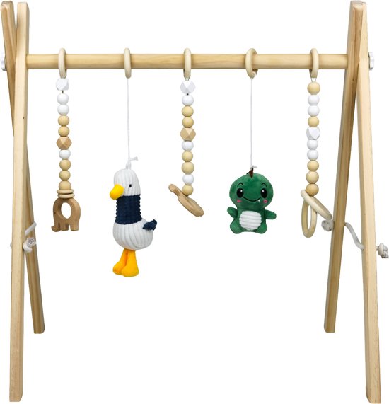 Honeybears portique d'éveil en bois avec animaux – naturel