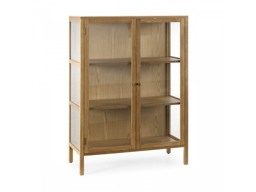 Buffet haut 2 portes 90 cm CARMEN placage chene massif