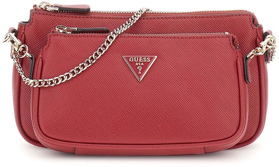 GUESS sac à épaule bandoulière Noelle II Double Pouch Crossbody Bag Garnet rouge foncé