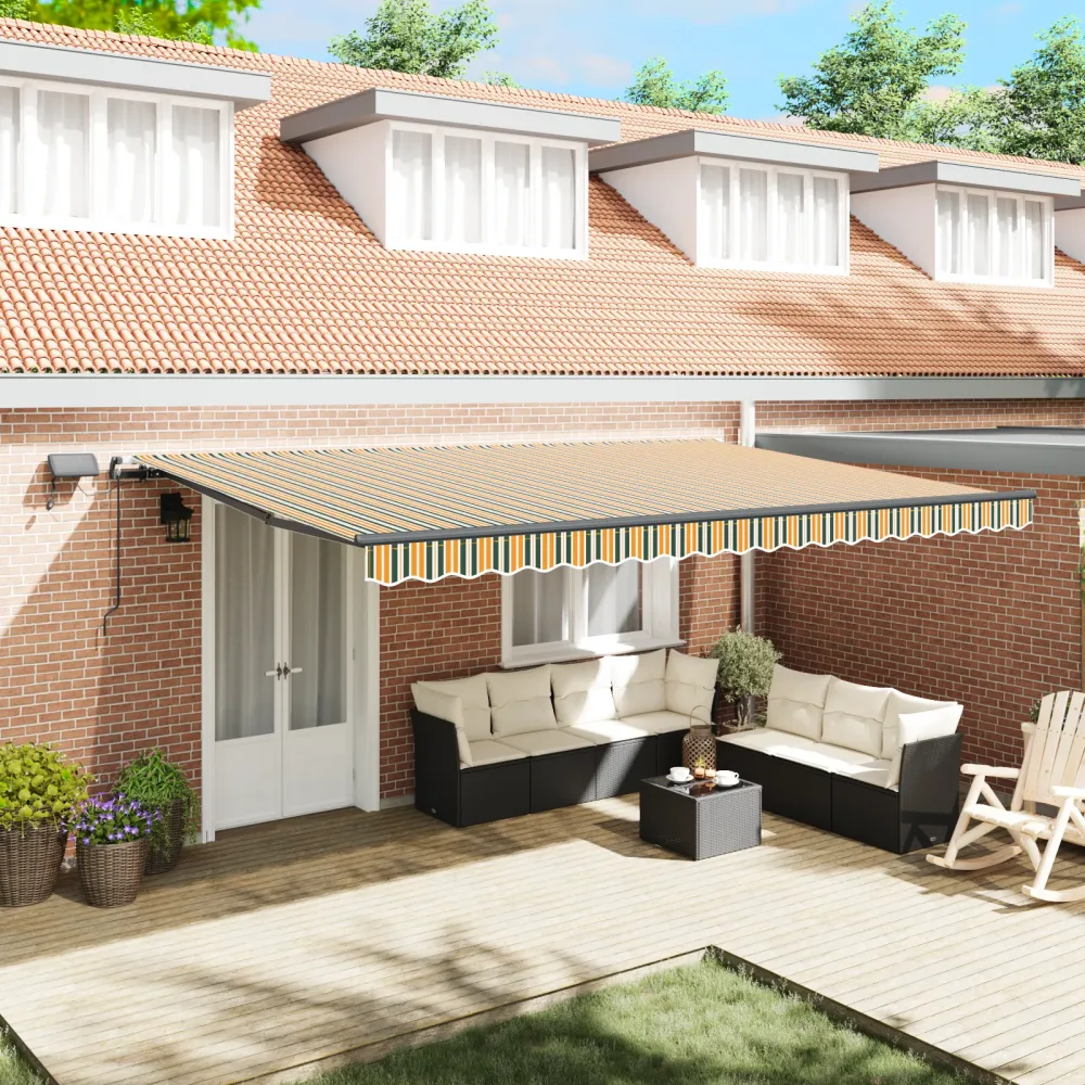 Retractable Awning Green and yellow 500 x 300 cm – Image 2
