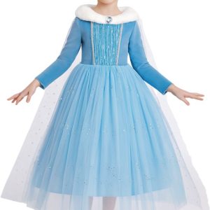 Joya Kids® Robe Elsa Hiver avec Col en Fourrure Blauw | Robe d’hiver Warm Glamour avec traîne | Robe de princesse de Luxe fille | Robe Déguisement | Taille 140 Joya Kids® Robe Elsa Hiver avec Col en Fourrure Blauw | Robe d’hiver Warm Glamour avec traîne | Robe de princesse de Luxe fille | Robe Déguisement | Taille 140