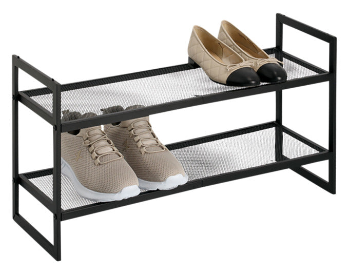 ZELLER Schuhregal mit 2 Ablagen Metall schwarz 70x24x36 cm – Image 2