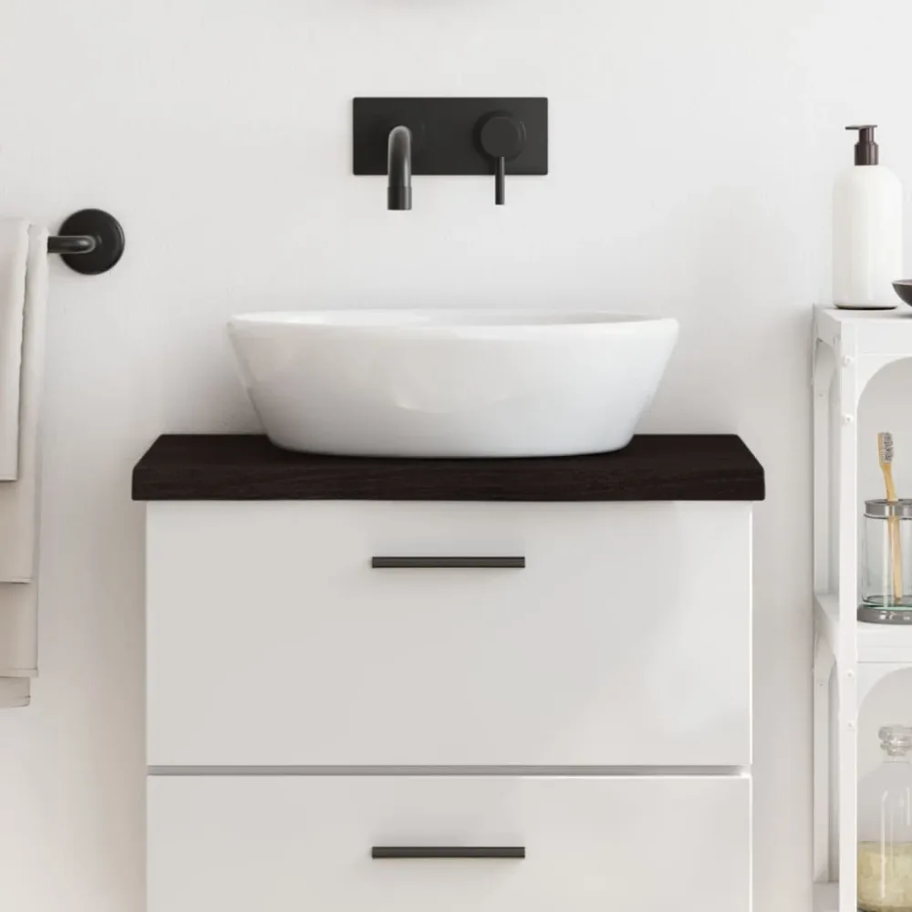 Bathroom Countertop Dark Brown 60x40x(2-4) cm Treated Solid Wood