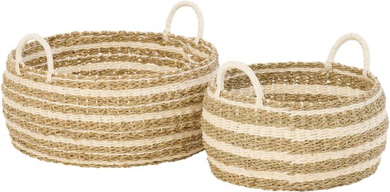 J-Line Panier Ligné – métal/papier – naturel – set de 2 J-Line Panier Ligné – métal/papier – naturel – set de 2