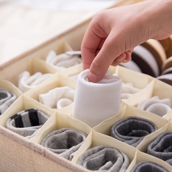 Organisateur de Sous-vêtements et Chaussettes avec Couvercle - Boîte de Rangement Pliable pour Vêtements avec 30 Compartiments