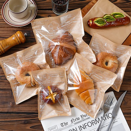 Lot de 100 sacs à pain, sacs en papier kraft résistant à la graisse pour pain, bagels et beignets (18x19cm) Lot de 100 sacs à pain, sacs en papier kraft résistant à la graisse pour pain, bagels et beignets (18x19cm)