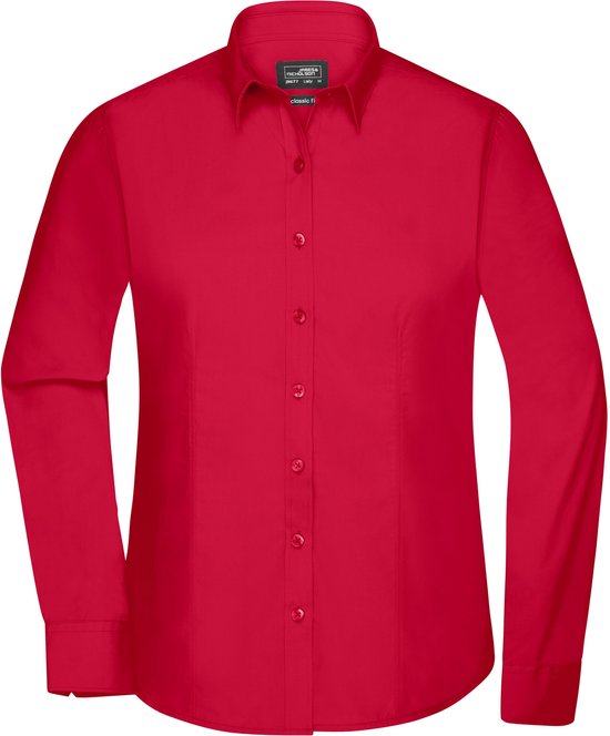 James and Nicholson Chemisier femme à manches longues - Cadeau de Saint-Valentin pour Cheveux - Saint-Valentin - Saint-Valentin - Cadeau de Saint-Valentin pour femme - Fête des mères - (Rouge) Taille S